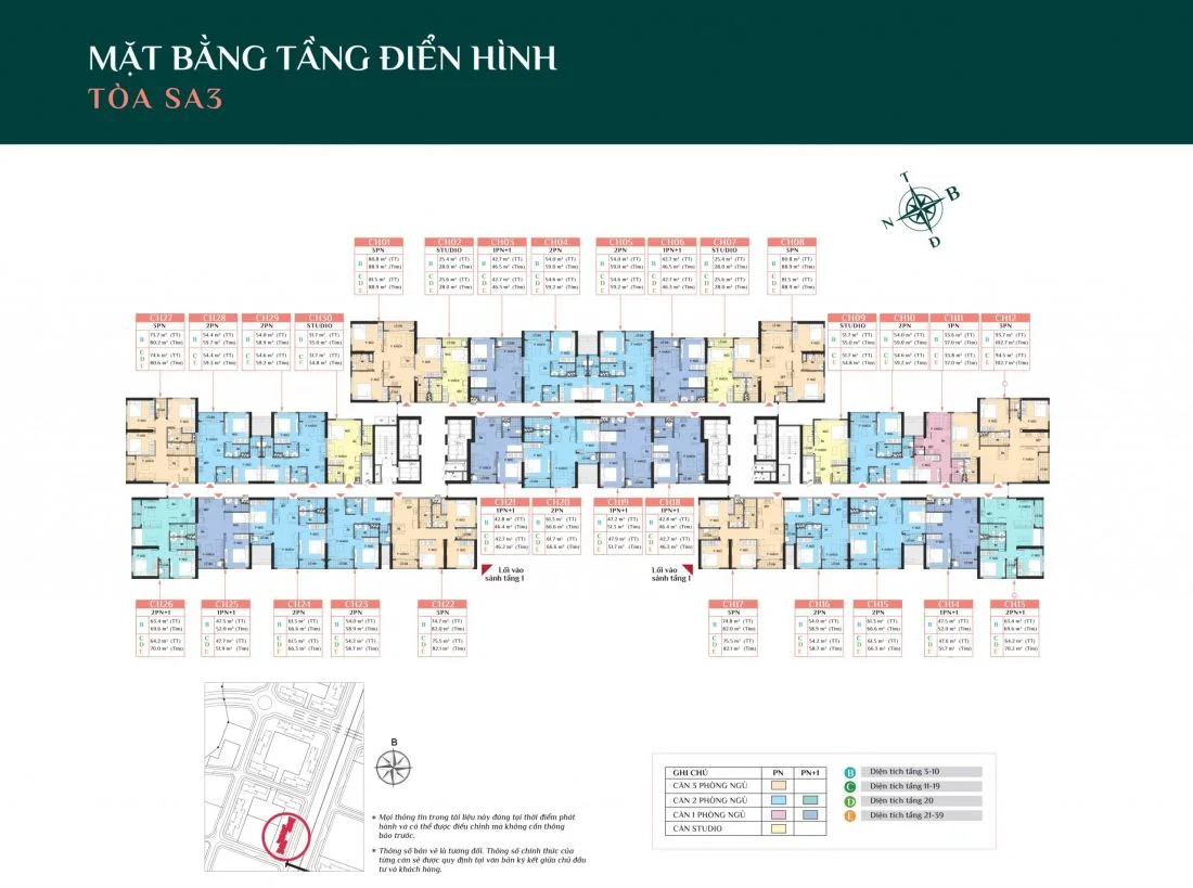 Mặt bằng phân khu The Sakura dự án căn hộ Metrolines Smart City Hà Nội
