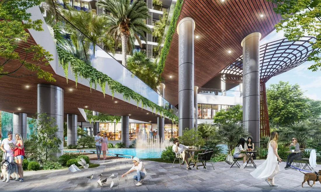 Khuôn viên dự án căn hộ Sunshine Green Iconic Long Biên