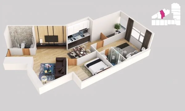 Thiết kế chi tiết căn hộ mẫu tại dự án Tháp Doanh nhân