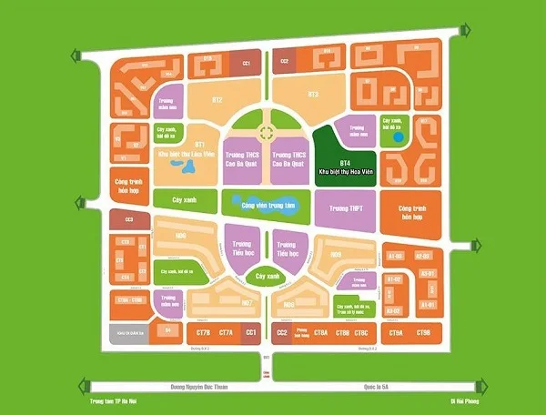 Khu biệt thự Hoa Viên nằm tại vị trí BT4 của dự án khu đô thị Ðặng Xá II